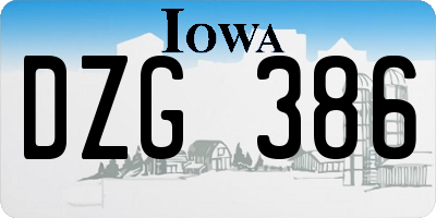 IA license plate DZG386