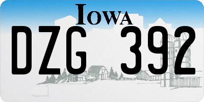 IA license plate DZG392