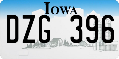 IA license plate DZG396