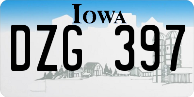 IA license plate DZG397