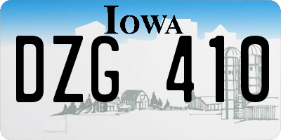 IA license plate DZG410