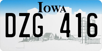 IA license plate DZG416