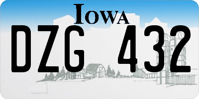 IA license plate DZG432
