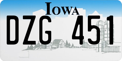IA license plate DZG451