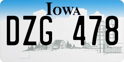 IA license plate DZG478