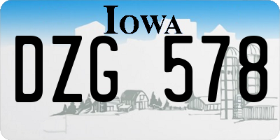 IA license plate DZG578