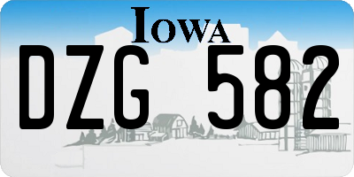 IA license plate DZG582
