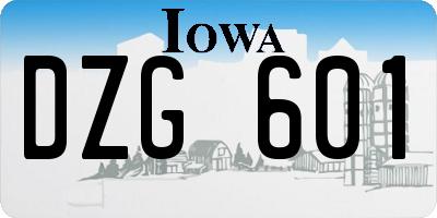 IA license plate DZG601