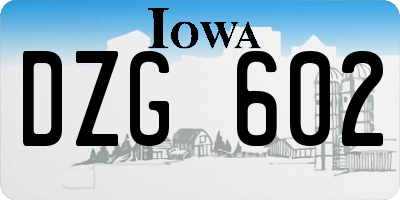 IA license plate DZG602