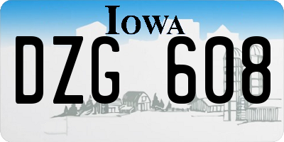 IA license plate DZG608