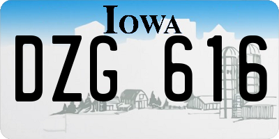 IA license plate DZG616
