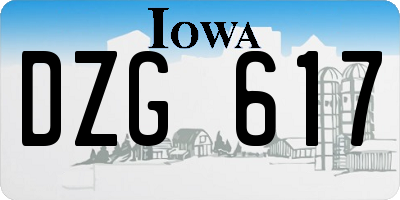 IA license plate DZG617