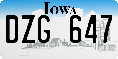 IA license plate DZG647
