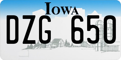 IA license plate DZG650
