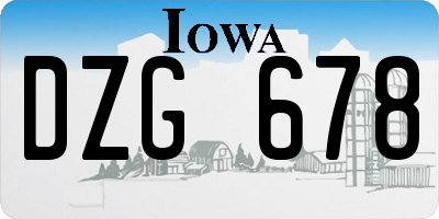 IA license plate DZG678