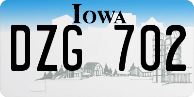 IA license plate DZG702