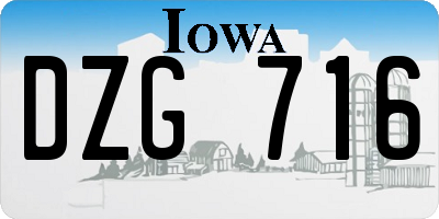 IA license plate DZG716