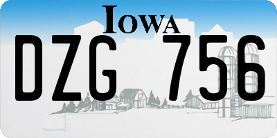 IA license plate DZG756