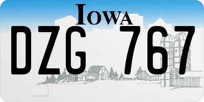 IA license plate DZG767