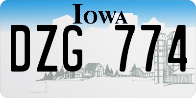 IA license plate DZG774