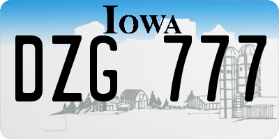 IA license plate DZG777