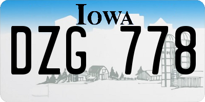 IA license plate DZG778