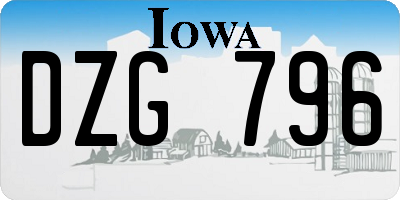 IA license plate DZG796