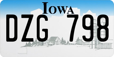 IA license plate DZG798
