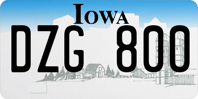 IA license plate DZG800