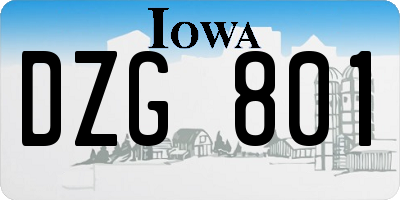 IA license plate DZG801