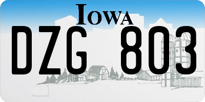 IA license plate DZG803