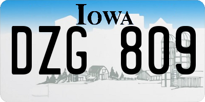 IA license plate DZG809