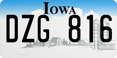 IA license plate DZG816