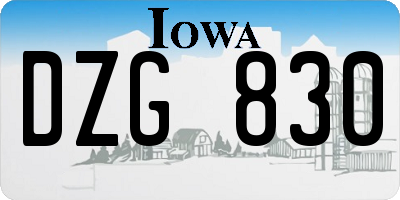 IA license plate DZG830