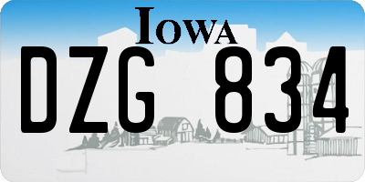 IA license plate DZG834
