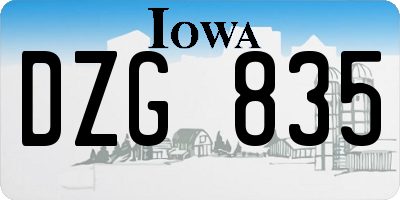 IA license plate DZG835
