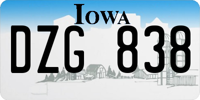 IA license plate DZG838