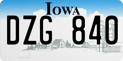 IA license plate DZG840