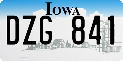 IA license plate DZG841