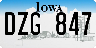 IA license plate DZG847