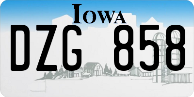 IA license plate DZG858