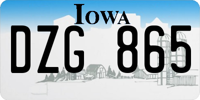 IA license plate DZG865