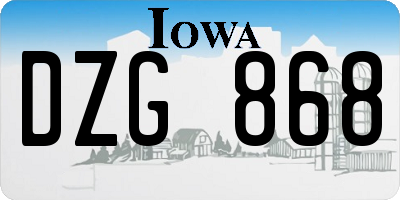 IA license plate DZG868
