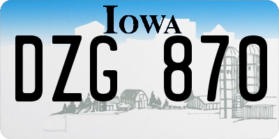 IA license plate DZG870