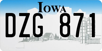 IA license plate DZG871