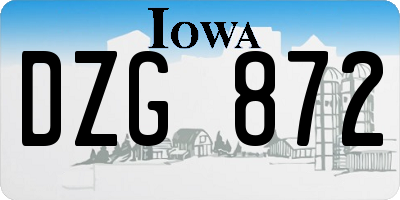 IA license plate DZG872