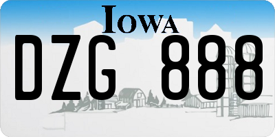IA license plate DZG888