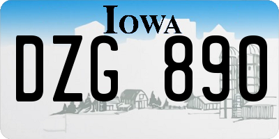 IA license plate DZG890