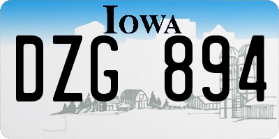 IA license plate DZG894