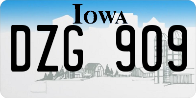 IA license plate DZG909